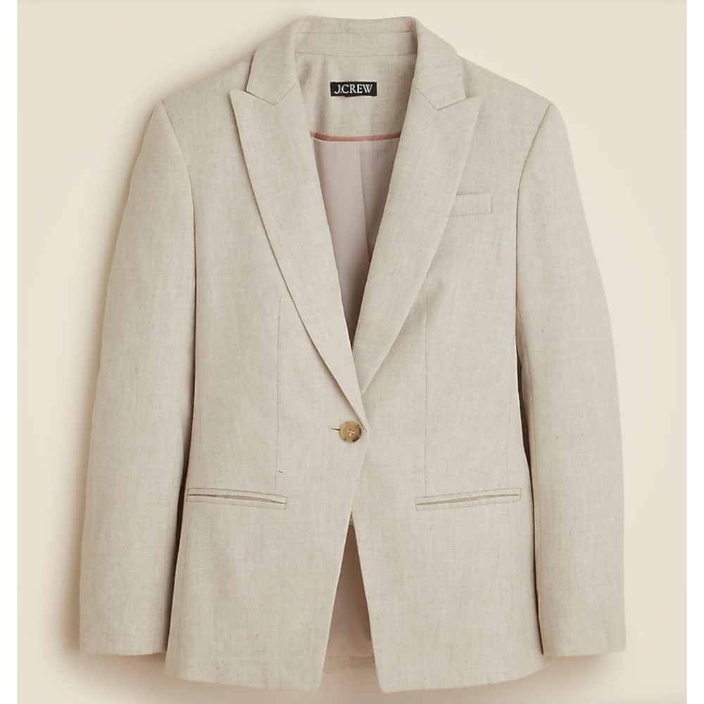 J. Crew Alexandra Blazer in Stretch Linen Blend in Cream sz 2P